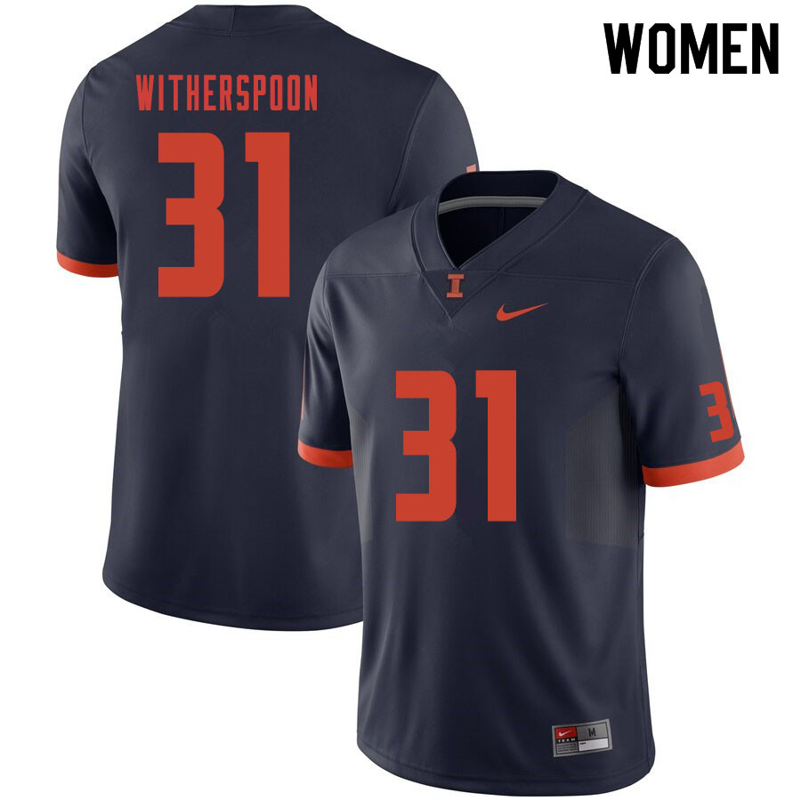 Women #31 Devon Witherspoon Illinois Fighting Illini College Football Jerseys Sale-Navy